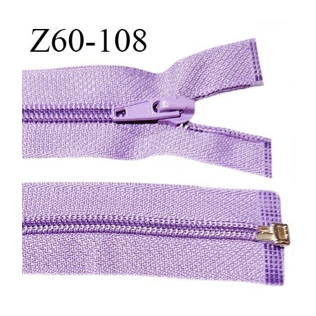 Fermeture zip 60 cm couleur parme longueur 60 cm largeur 2.7 cm zip moulée largeur 5 mm prix à l'unité