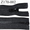 Fermeture zip moulée 163 cm haut de gamme couleur noir largeur 3.2 cm glissière moulée séparable
