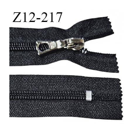 Fermeture zip 12 cm non séparable couleur noir longueur 12 cm largeur 3 cm glissière nylon curseur métal