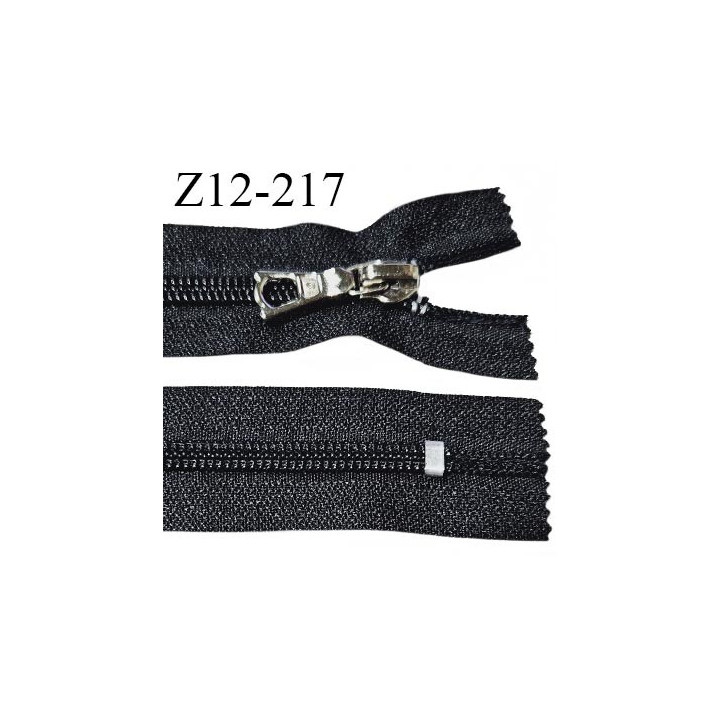 Fermeture zip 12 cm non séparable couleur noir longueur 12 cm largeur 3 cm glissière nylon curseur métal