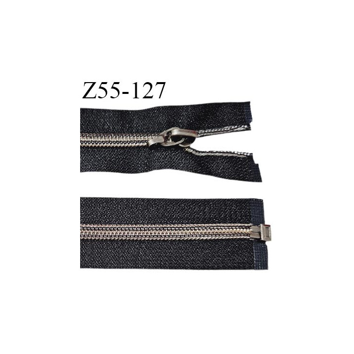 Fermeture zip 55 cm séparable couleur noir largeur 32 mm zip glissière nylon largeur 7 mm longueur 55 cm prix à l'unité