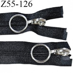 Fermeture zip double curseurs 55 cm couleur noir largeur 24 mm zip glissière nylon largeur 5 mm longueur 55 cm prix à l'unité