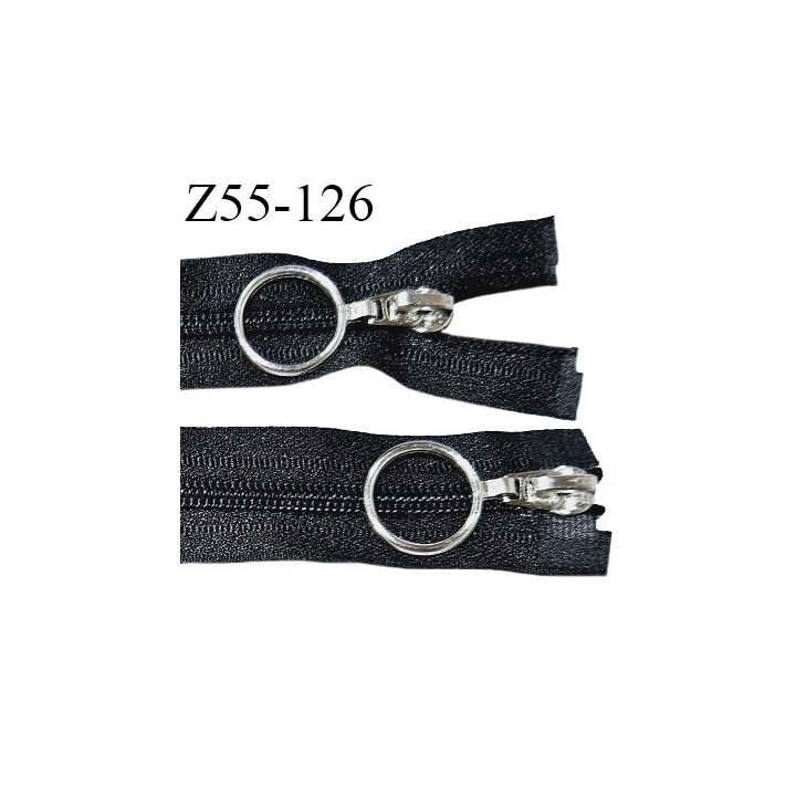 Fermeture zip double curseurs 55 cm couleur noir largeur 24 mm zip glissière nylon largeur 5 mm longueur 55 cm prix à l'unité