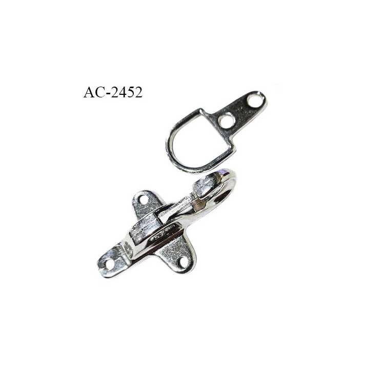 Brandebourg attache en métal couleur argent pour sacs et autres longueur totale 10.5 cm largeur max 4  cm