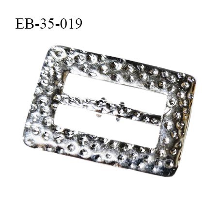 Boucle métal effet martelé couleur argent largeur intérieur 24 mm largeur extérieur 36 mm hauteur totale 26 mm prix à l'unité