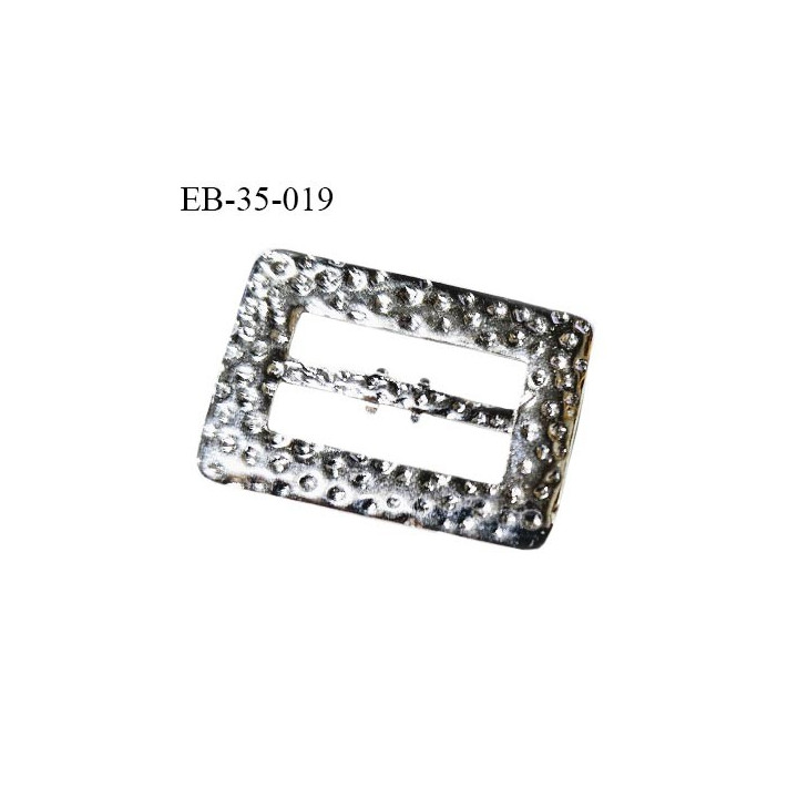 Boucle métal effet martelé couleur argent largeur intérieur 24 mm largeur extérieur 36 mm hauteur totale 26 mm prix à l'unité