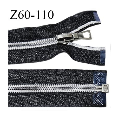 Fermeture zip 60 cm séparable couleur noir longueur 60 cm largeur 2.7 cm zip spiralée largeur 7 mm prix à l'unité
