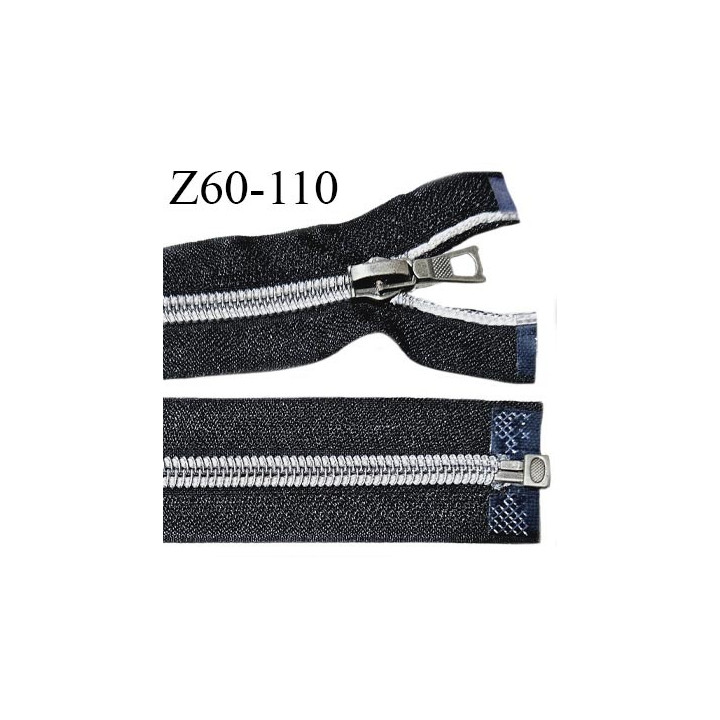 Fermeture zip 60 cm séparable couleur noir longueur 60 cm largeur 2.7 cm zip spiralée largeur 7 mm prix à l'unité