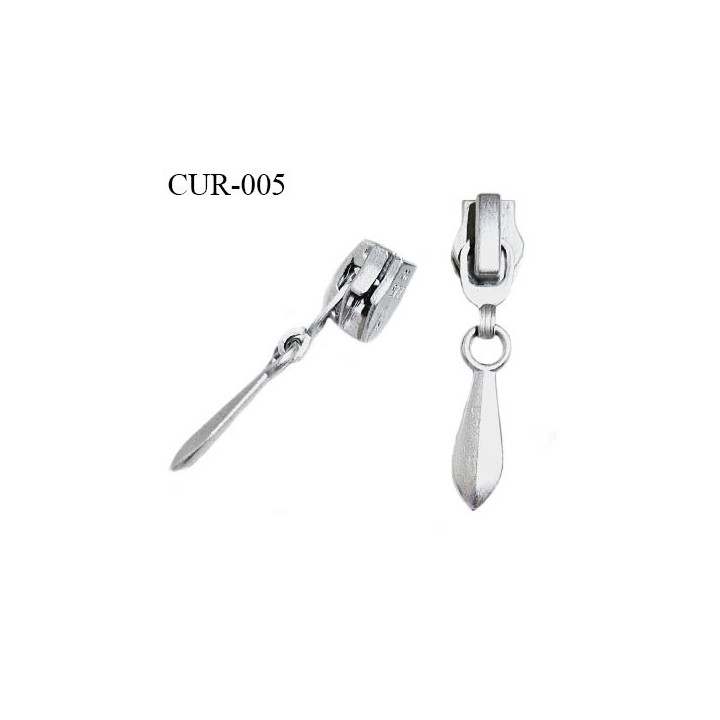 Curseur en métal couleur argent pour glissière de 6 mm longueur 4 cm prix à la pièce