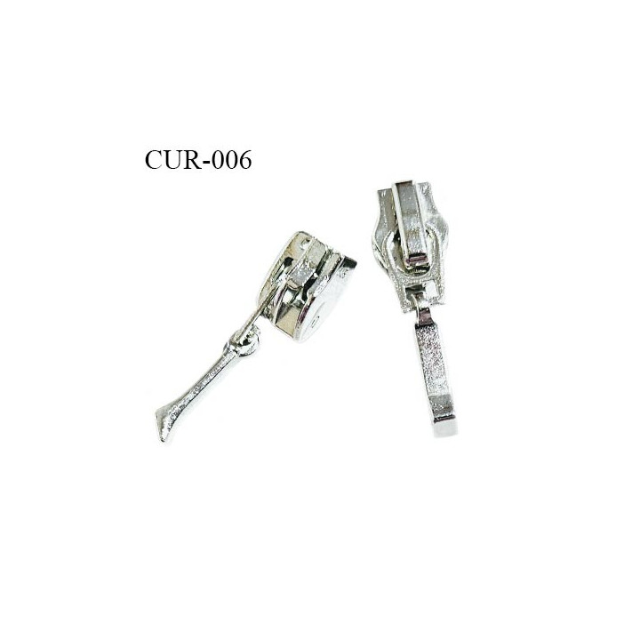 Curseur en métal couleur argent pour glissière de 6 mm longueur 3.5 cm prix à la pièce
