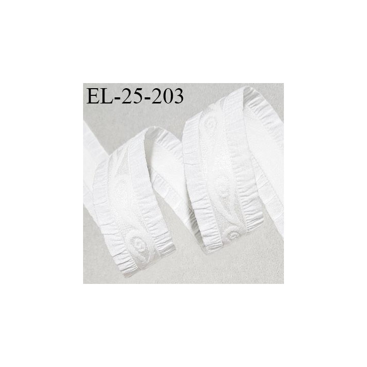 Elastique froufrou lingerie 25 mm couleur écru avec motifs élastique 12 mm + 13 mm de froufrou fabriqué en France