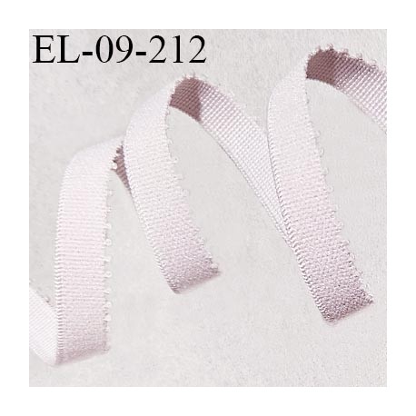 Elastique picot 9 mm lingerie couleur gris rosé largeur 9 mm haut de gamme allongement +190% prix au mètre