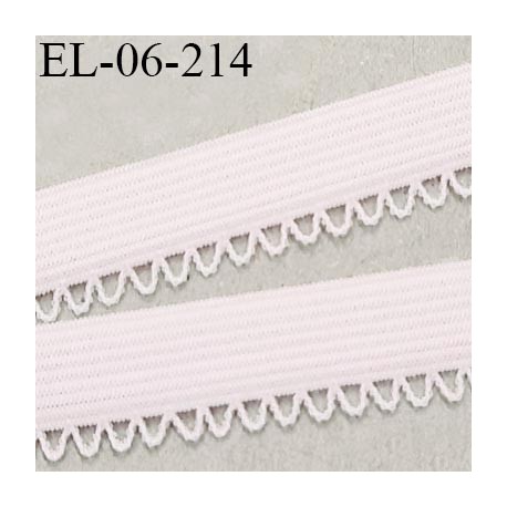 Elastique 6 mm lingerie haut de gamme fabriqué en France élastique souple couleur rose très pâle largeur 6 mm + picots 3 mm