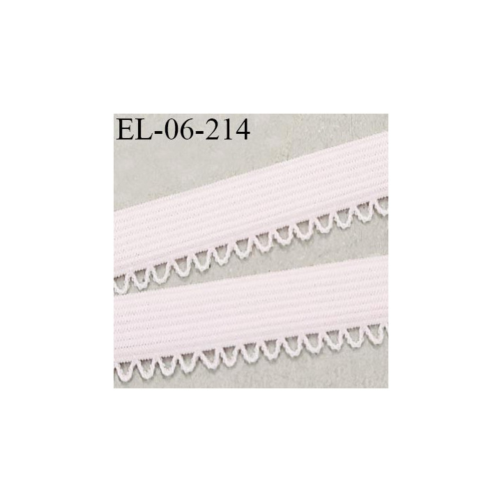 Elastique 6 mm lingerie haut de gamme fabriqué en France élastique souple couleur rose très pâle largeur 6 mm + picots 3 mm