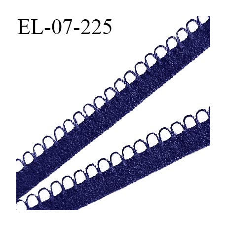 Elastique lingerie 7 mm + 2 mm picots couleur bleu marine largeur 7 mm + 2 prix au mètre