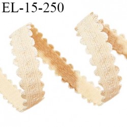 Elastique picot lingerie 15 mm haut de gamme couleur pêche clair ou sable doré largeur 10 mm + picots allongement +40%