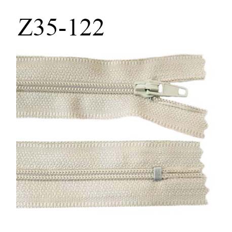 Fermeture 35 cm couleur beige non séparable largeur 3 cm zip nylon largeur 6.5 mm longueur 35 cm prix à la pièce