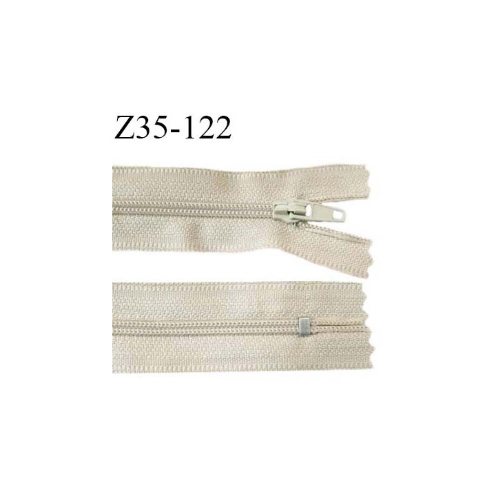 Fermeture 35 cm couleur beige non séparable largeur 3 cm zip nylon largeur 6.5 mm longueur 35 cm prix à la pièce