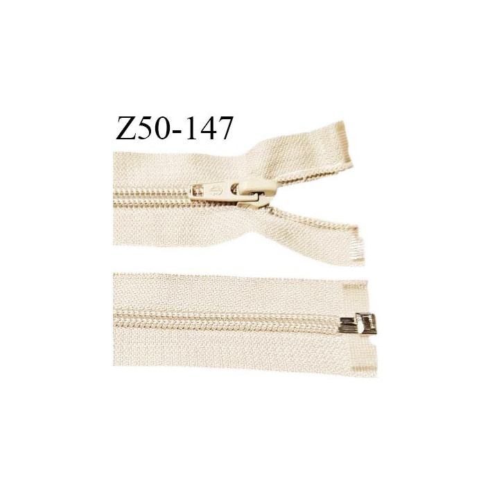 Fermeture zip 50 cm séparable couleur zip glissière couleur marron clair largeur 7 mm longueur 50 cm largeur 32 mm
