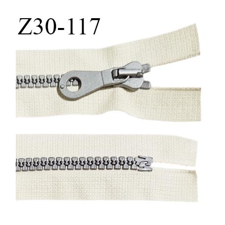 Fermeture zip moulée 30 cm non séparable couleur écru beige largeur 3.2 cm zip moulée grise 30 cm largeur 6 mm prix au mètre
