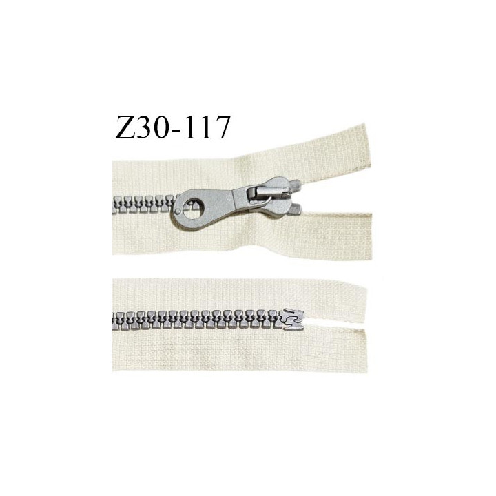 Fermeture zip moulée 30 cm non séparable couleur écru beige largeur 3.2 cm zip moulée grise 30 cm largeur 6 mm prix au mètre