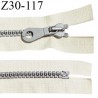 Fermeture zip moulée 30 cm non séparable couleur écru beige largeur 3.2 cm zip moulée grise 30 cm largeur 6 mm prix au mètre