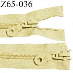 Fermeture zip 65 cm couleur jaune pâle double curseur longueur 65 cm largeur 3.2 cm zip moulée largeur 6.5 mm prix à l'unité