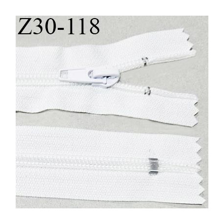Fermeture zip 30 cm non séparable couleur blanc largeur 3.2 cm zip nylon 30 cm largeur 6.5 mm prix au mètre