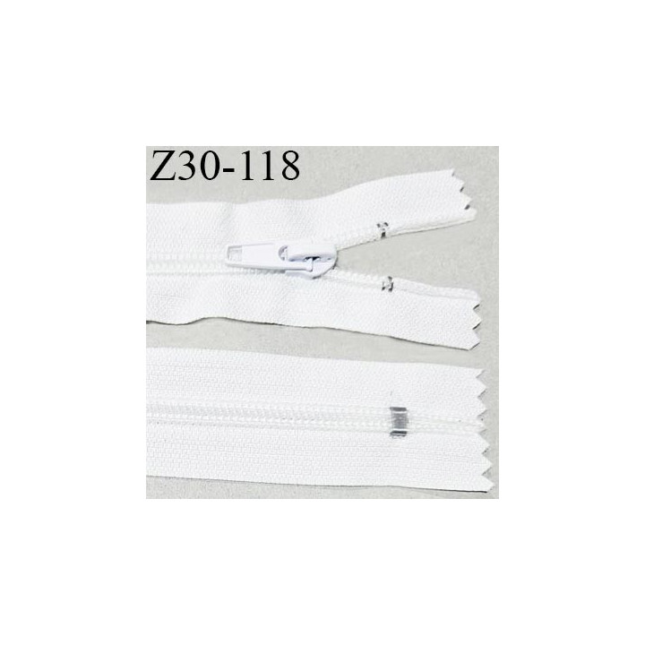 Fermeture zip 30 cm non séparable couleur blanc largeur 3.2 cm zip nylon 30 cm largeur 6.5 mm prix au mètre
