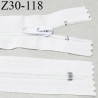 Fermeture zip 30 cm non séparable couleur blanc largeur 3.2 cm zip nylon 30 cm largeur 6.5 mm prix au mètre