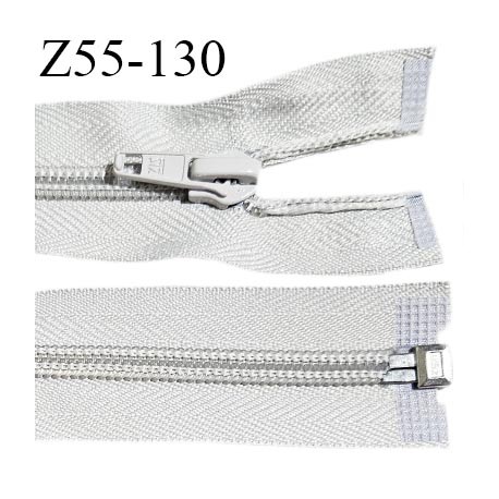 Fermeture zip 55 cm séparable couleur zip glissière couleur gris clair largeur 6.5 mm longueur 55 cm largeur 32 mm