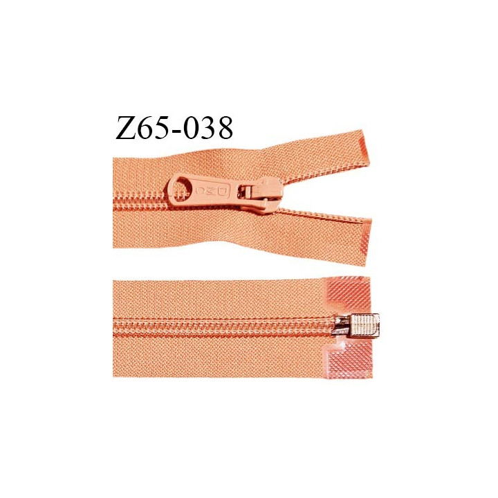 Fermeture zip 65 cm haut de gamme couleur orange largeur 3.2 cm glissière nylon séparable longueur 65 cm largeur 6.5 mm
