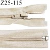 Fermeture zip 25 cm séparable couleur beige largeur 3.2 cm zip glissière nylon largeur 6.5 mm longueur 25 cm prix à l'unité