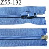 Fermeture zip 55 cm séparable couleur bleu zip glissière largeur 6.5 mm longueur 55 cm largeur 32 mm prix à l'unité