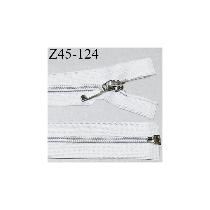 Fermeture zip 45 cm couleur blanc longueur 45 cm largeur 2.7 cm séparable glissière métal largeur 5 mm prix à l'unité