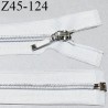 Fermeture zip 45 cm couleur blanc longueur 45 cm largeur 2.7 cm séparable glissière métal largeur 5 mm prix à l'unité