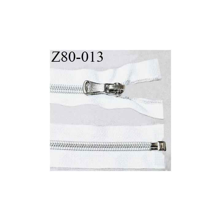 Fermeture zip 80 cm séparable haut de gamme couleur blanc largeur 3.2 cm glissière séparable longueur 80 cm