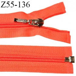 Fermeture zip 55 cm séparable couleur orange fluo largeur 32 mm zip glissière nylon largeur 6.5 mm longueur 55 cm prix à l'unité