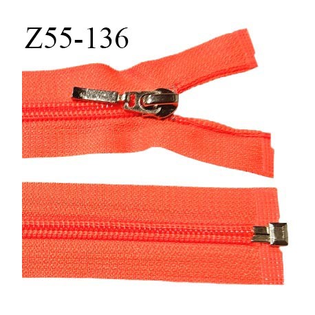 Fermeture zip 55 cm séparable couleur orange fluo largeur 32 mm zip glissière nylon largeur 6.5 mm longueur 55 cm prix à l'unité