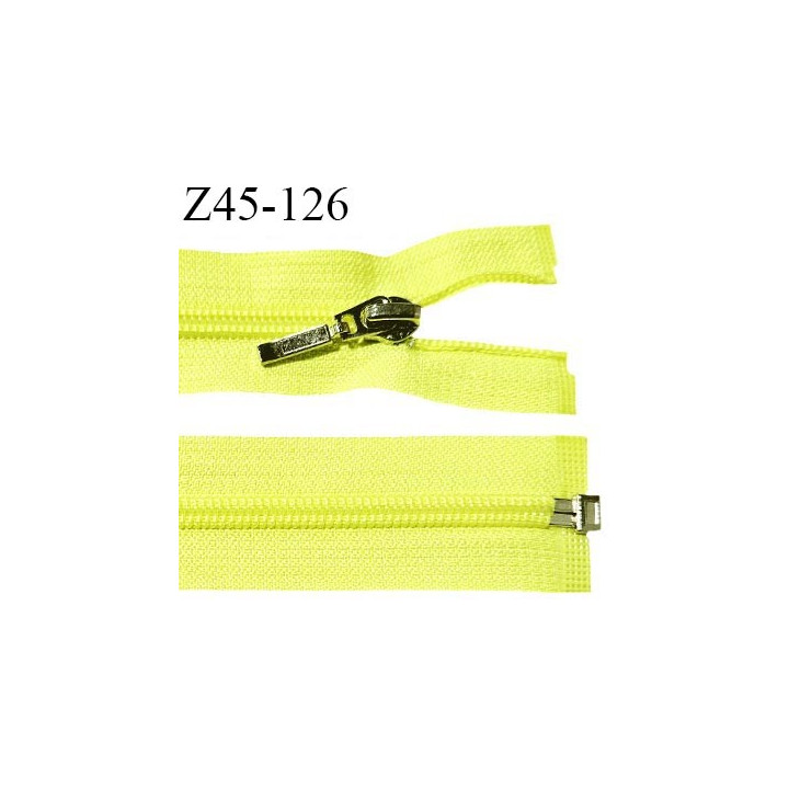 Fermeture zip 45 cm séparable couleur jaune fluo largeur 32 mm zip glissière nylon largeur 6.5 mm longueur 45 cm prix à l'unité