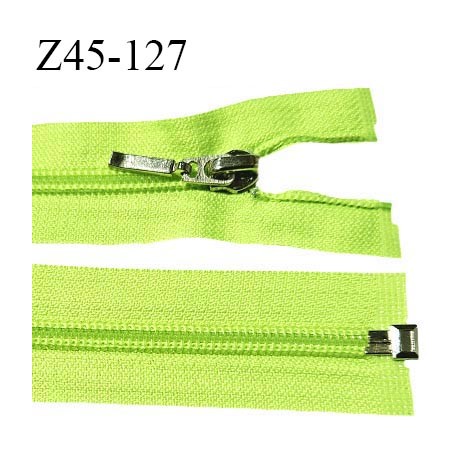 Fermeture zip 45 cm séparable couleur vert fluo largeur 32 mm zip glissière nylon largeur 6.5 mm longueur 45 cm prix à l'unité