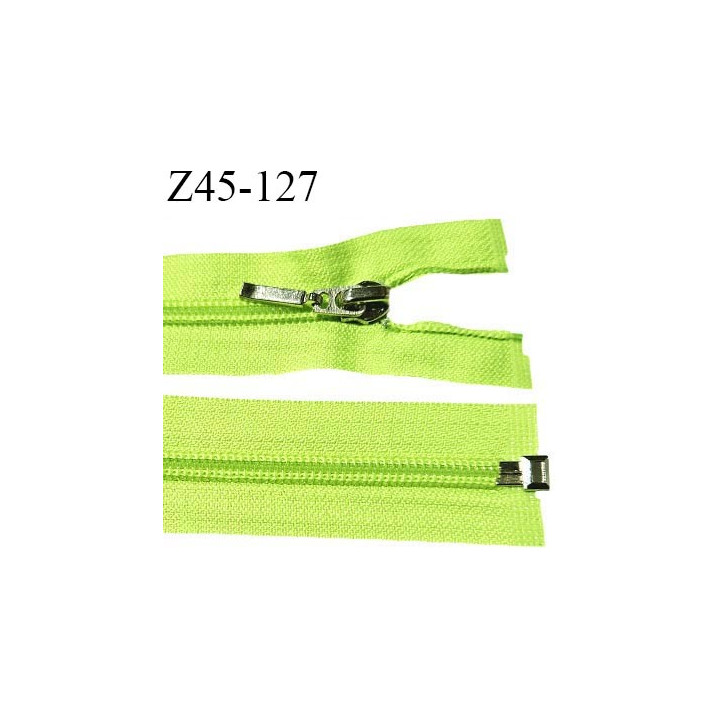 Fermeture zip 45 cm séparable couleur vert fluo largeur 32 mm zip glissière nylon largeur 6.5 mm longueur 45 cm prix à l'unité