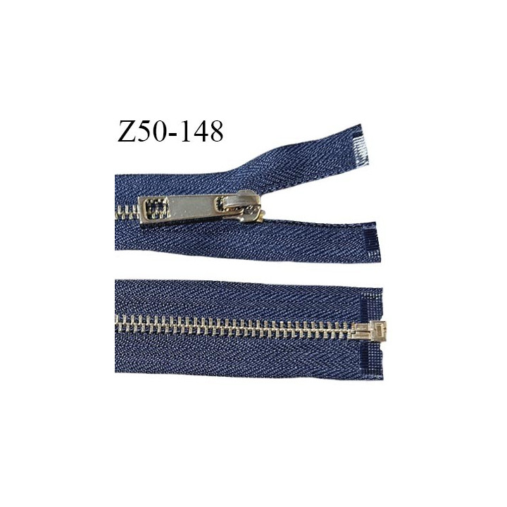 Fermeture 50 cm séparable couleur bleu marine glissière métal zip glissière couleur or largeur 6 mm longueur 50 cm
