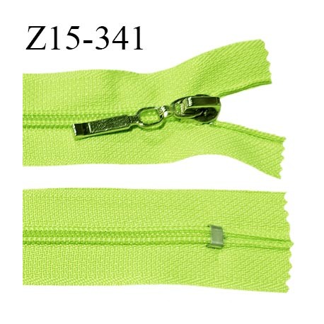 Fermeture zip 15 cm non séparable couleur vert fluo largeur 27 mm zip glissière nylon largeur 5 mm longueur 15 cm prix à l'unité