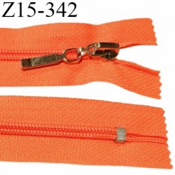 Fermeture zip 15 cm non séparable couleur orange fluo largeur 27 mm zip glissière nylon largeur 5 mm longueur 15 cm