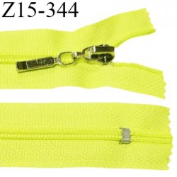 Fermeture zip 15 cm non séparable couleur jaune fluo largeur 27 mm zip glissière nylon largeur 5 mm longueur 15 cm