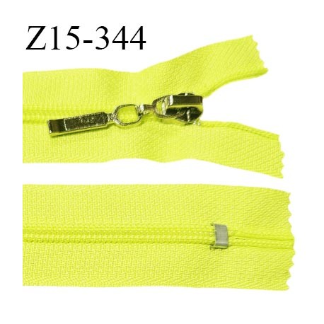 Fermeture zip 15 cm non séparable couleur jaune fluo largeur 27 mm zip glissière nylon largeur 5 mm longueur 15 cm