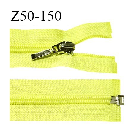 Fermeture zip 50 cm séparable couleur jaune fluo largeur 32 mm zip glissière nylon largeur 6.5 mm longueur 50 cm prix à l'unité