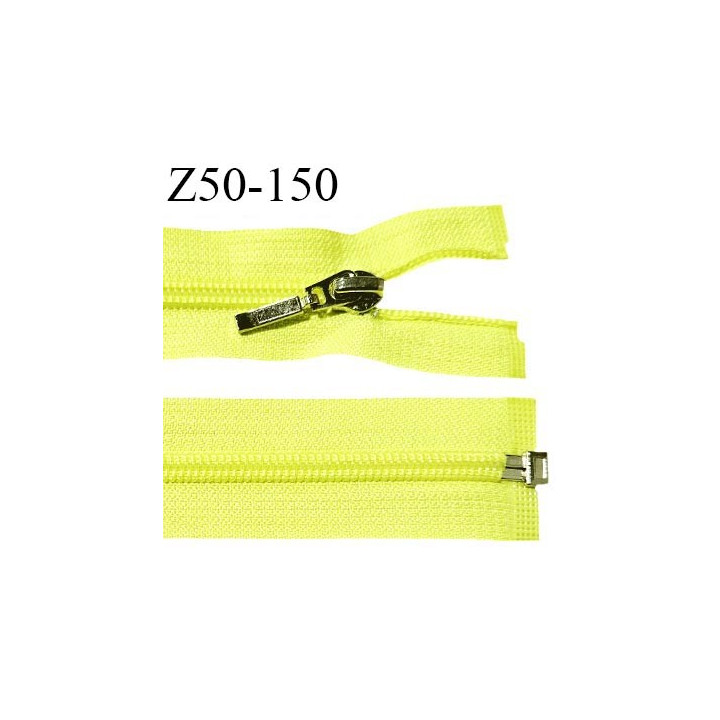 Fermeture zip 50 cm séparable couleur jaune fluo largeur 32 mm zip glissière nylon largeur 6.5 mm longueur 50 cm prix à l'unité