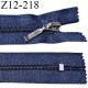 Fermeture zip 12 cm non séparable couleur bleu longueur 12 cm largeur 2.7 cm glissière nylon curseur métal largeur 5 mm